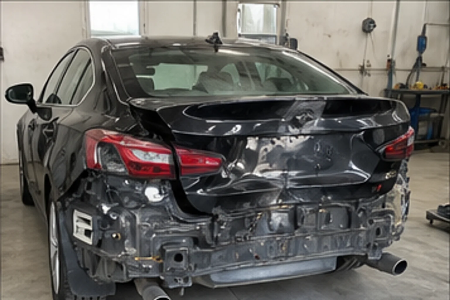 Rear-end collision, full structural repair