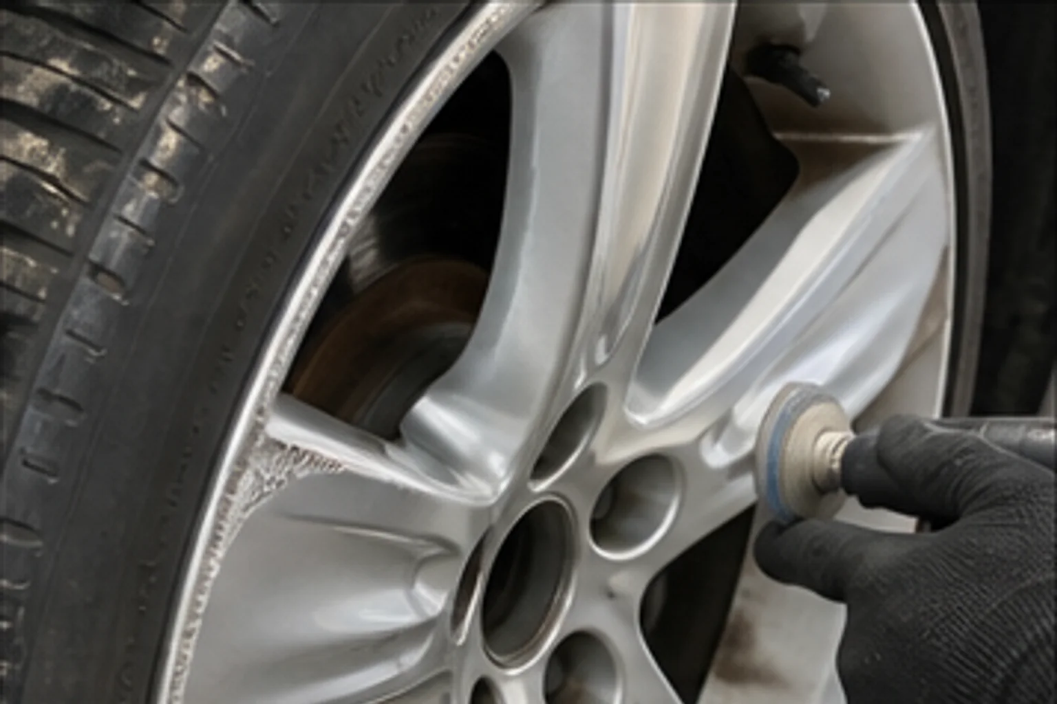 Curb rash corrected, rim refinished