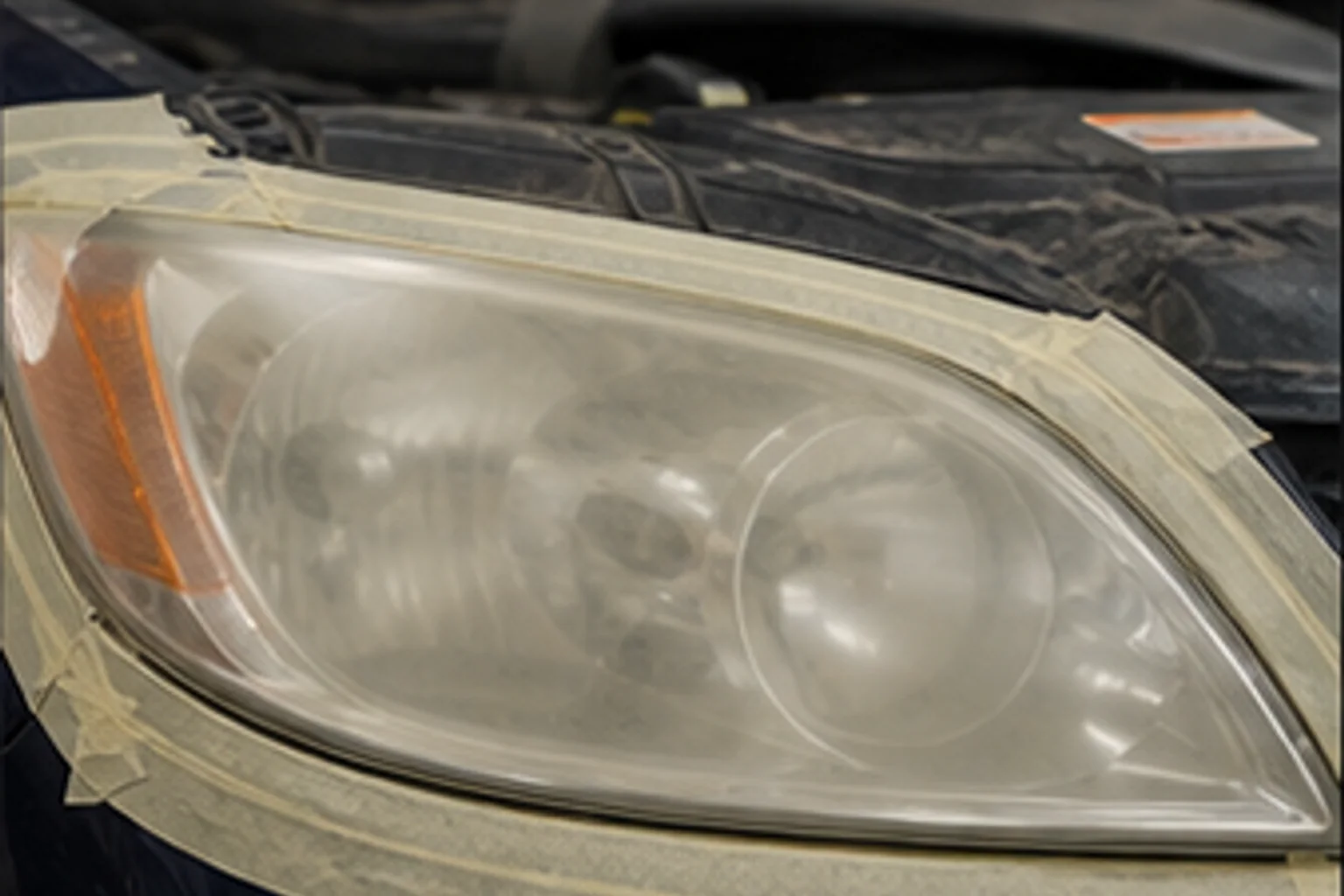 Oxidized headlight lens — before