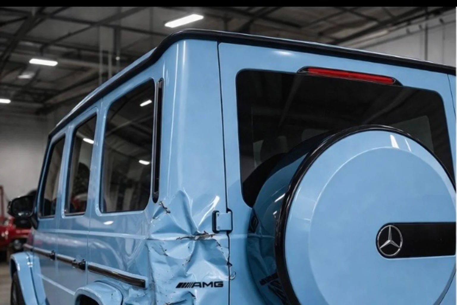 Before — rear quarter panel collision damage