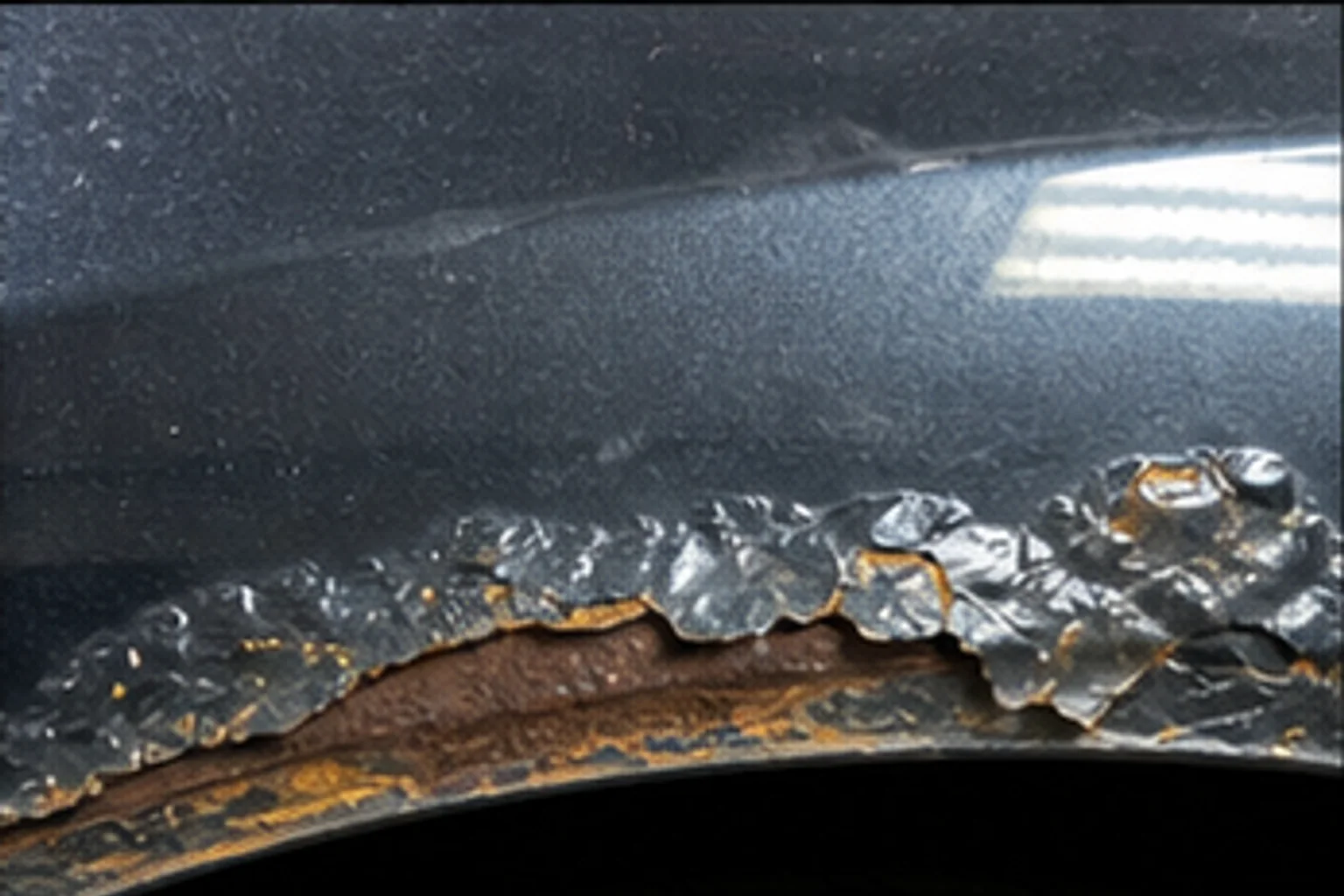 Salt corrosion under paint